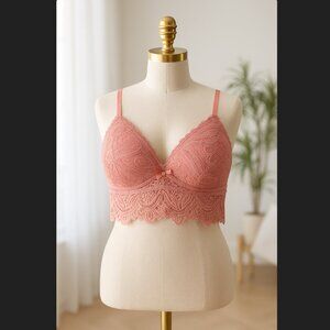 Frederick's of Hollywood Bralette Medium Scallop Trim Finley Duce Dusty Rose NWT